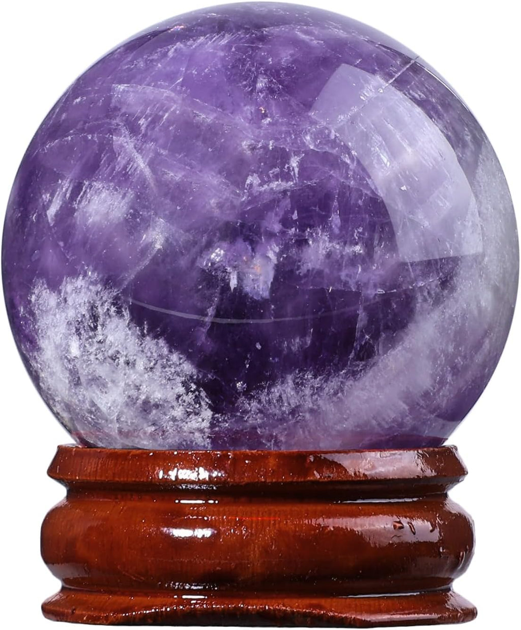 mookaitedecor Natural Amethyst Crystal Ball with Stand, 35-40 mm Decorative Round Stone Sphere Sculpture Figurine for Witchcraft Feng Shui Divination Home Decor