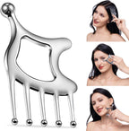 Gua Sha Tool with Handle,5in1 Scalp Massage Tool for Head&Face&Body, Protable Scalp Comb Guasha for Deep Relaxation and Relieving Pain, Acupressure and Trigger Point Tool for SPA