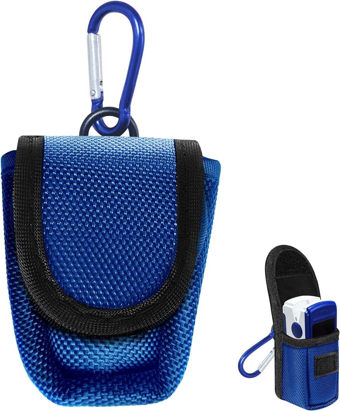 Fingertip Pulse Oximeter Case with Carabiner, Nylon Carrying Pouch, Suitable for Travel or Home，Blue(only case)