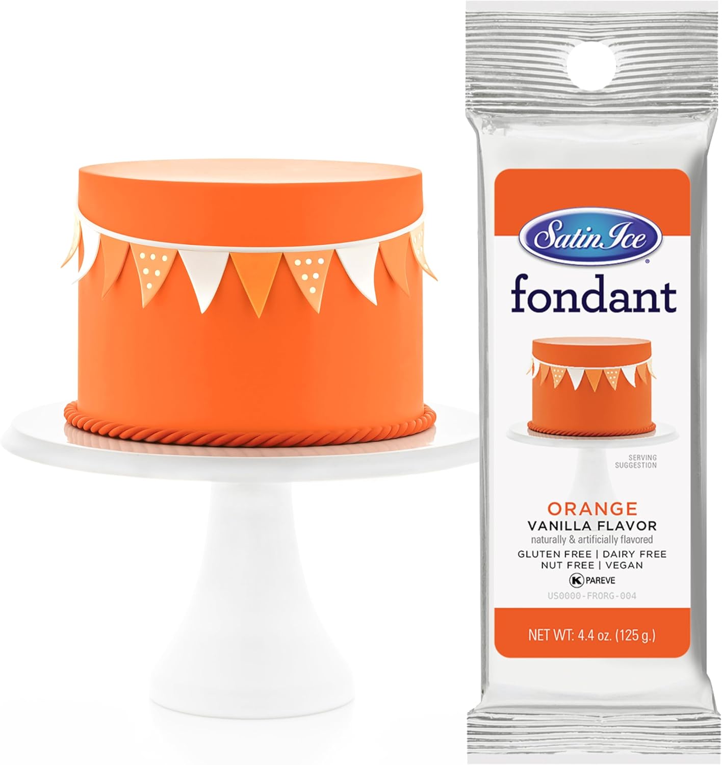 Satin Ice Fondant for Cake Decorating, Orange (4.4 Ounce)