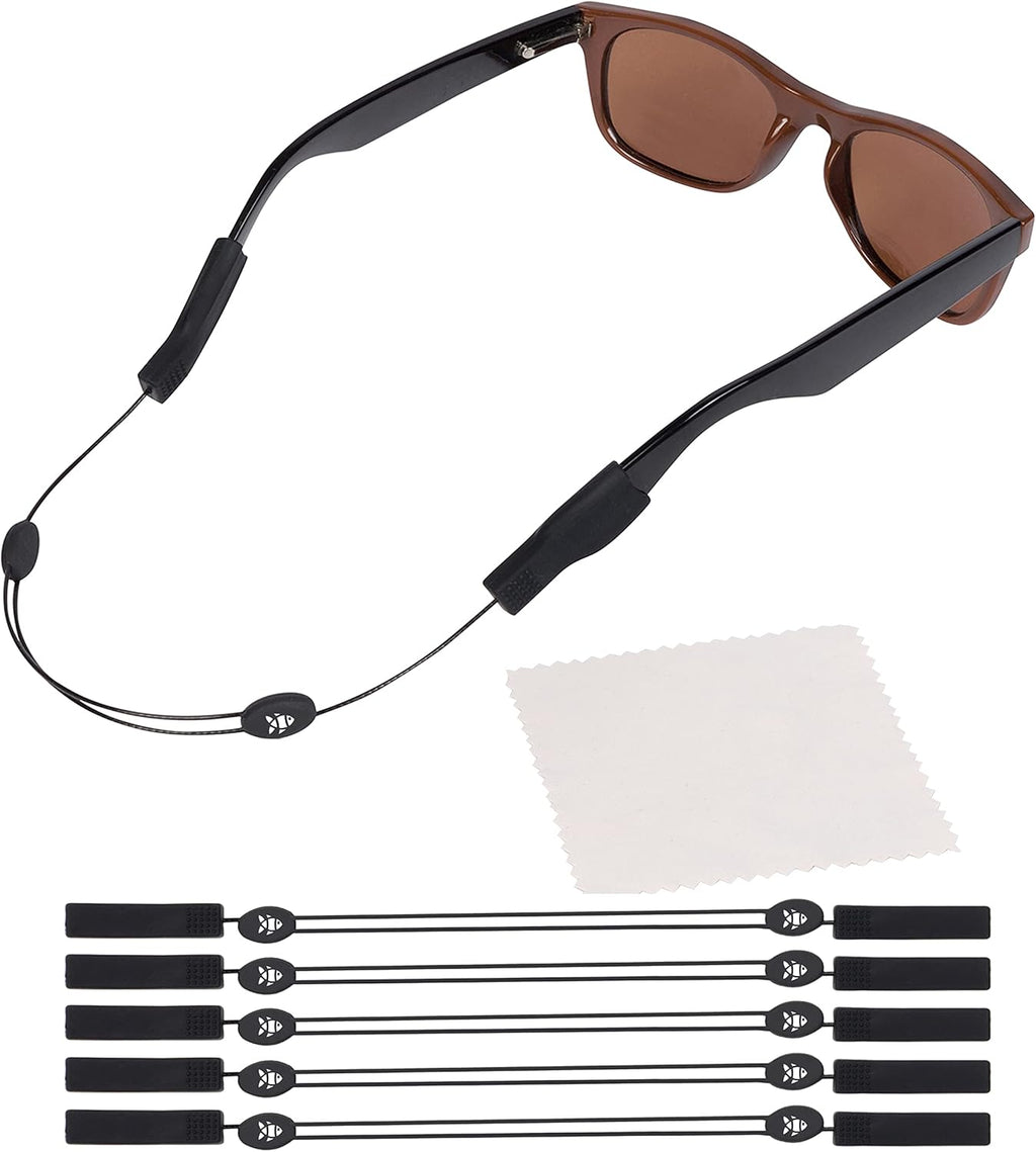 Adjustable Eyeglass Strap (Fish Style) - No Tail Sunglass Strap - Eyewear String Holder - With Bonus Glasses Cleaning Cloth