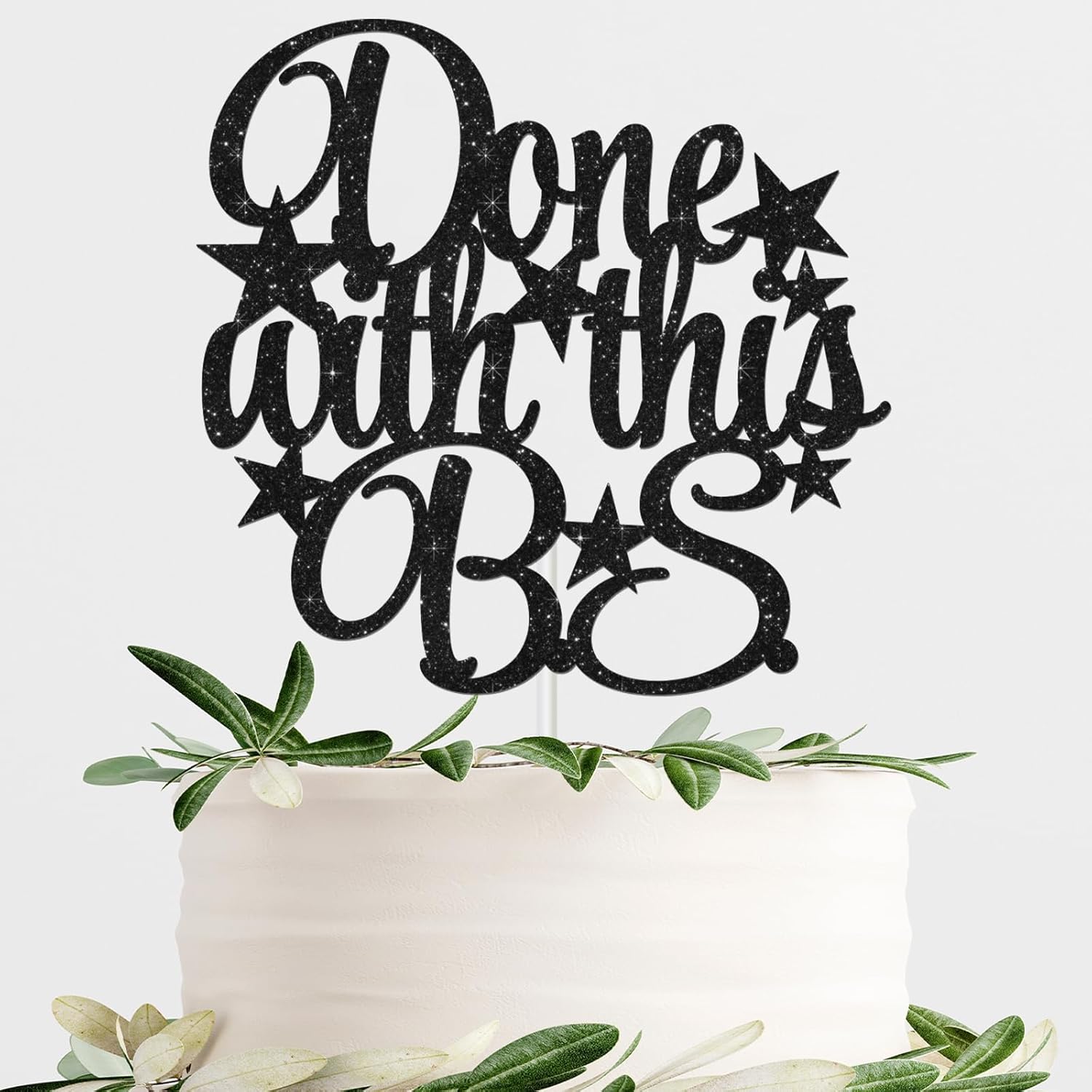 Funny Graduation Cake Topper Done With This BS, Black Glitter Grad Cake Decorations, College Graduation Party Favors Supplies