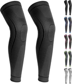 2 Pack Full Leg Compression Sleeves for Men And Women Long Knee Brace Support for Basketball, Running, Workout, Cycling, Sport