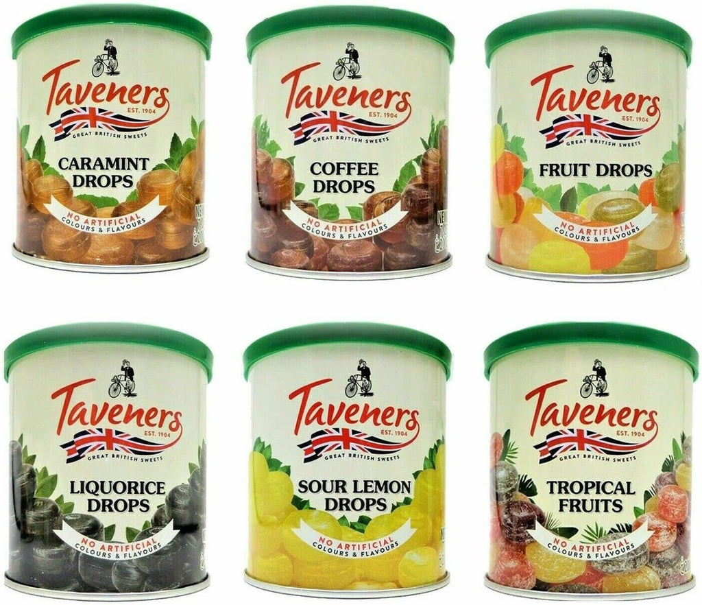 Taveners Travel Sweets Tubs variety Selection pack of 6