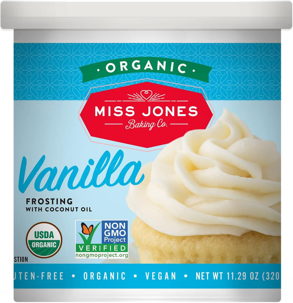 Miss Jones Baking Organic Buttercream Frosting, Perfect for Icing and Decorating, Vegan-Friendly: Vanilla (Pack of 1)