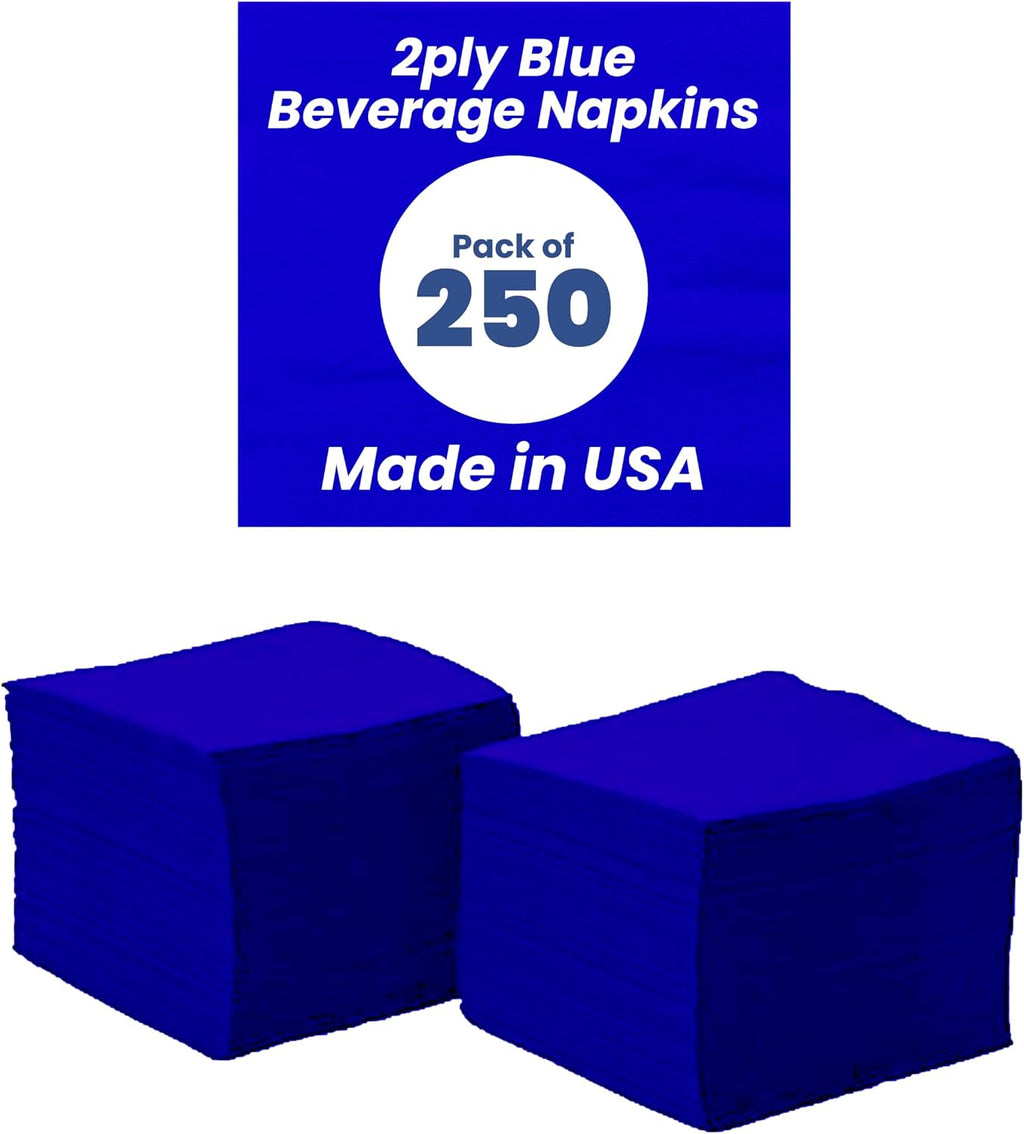 Perfectware - PW- 2 Ply Navy Blue Bev-250 2 Ply Navy Blue Beverage Napkins- Pack of 250ct
