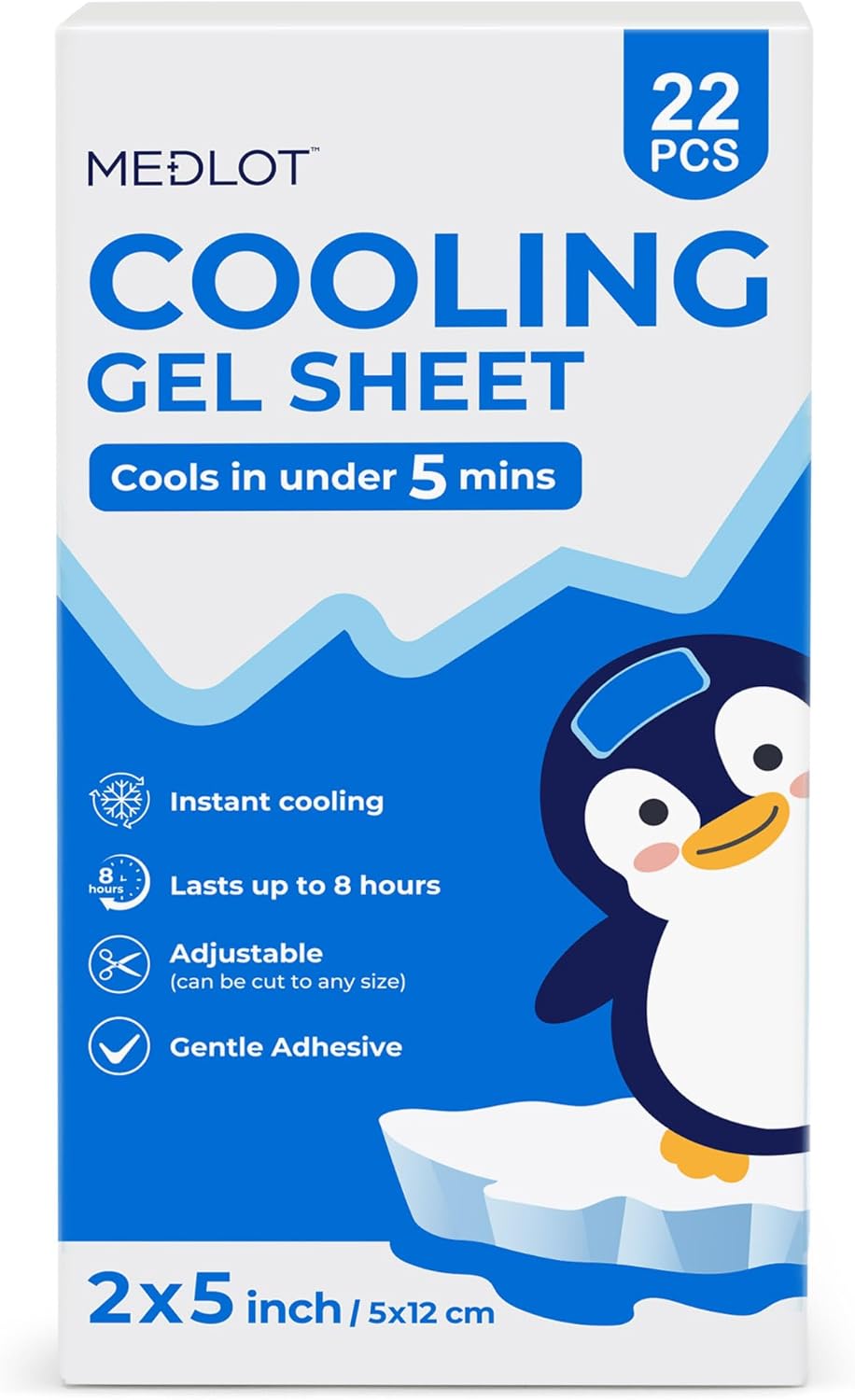 LotFancy Fever Patch for Kids, 22 Sheets, Fever Reducer, Baby Cooling Pads, Gel Cool Patch for Fever, Headache Relief, 4.7 x2 Inch