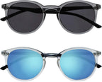 OPULIZE MET Reading SunGlasses for Women Men, Large Frame with UV400 Protection, Grey,Clear +1 (Pack of 2)