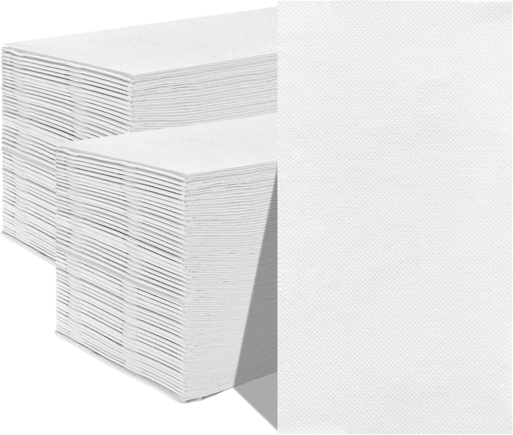 JEBBLAS 100Pack Disposable Guest Towels, Disposable Paper Napkins, Bathroom Napkins Guest Disposable, 15.7''x15.7''Paper Hand Towel for Kitchen, Parties, Wedding, Thanksgiving