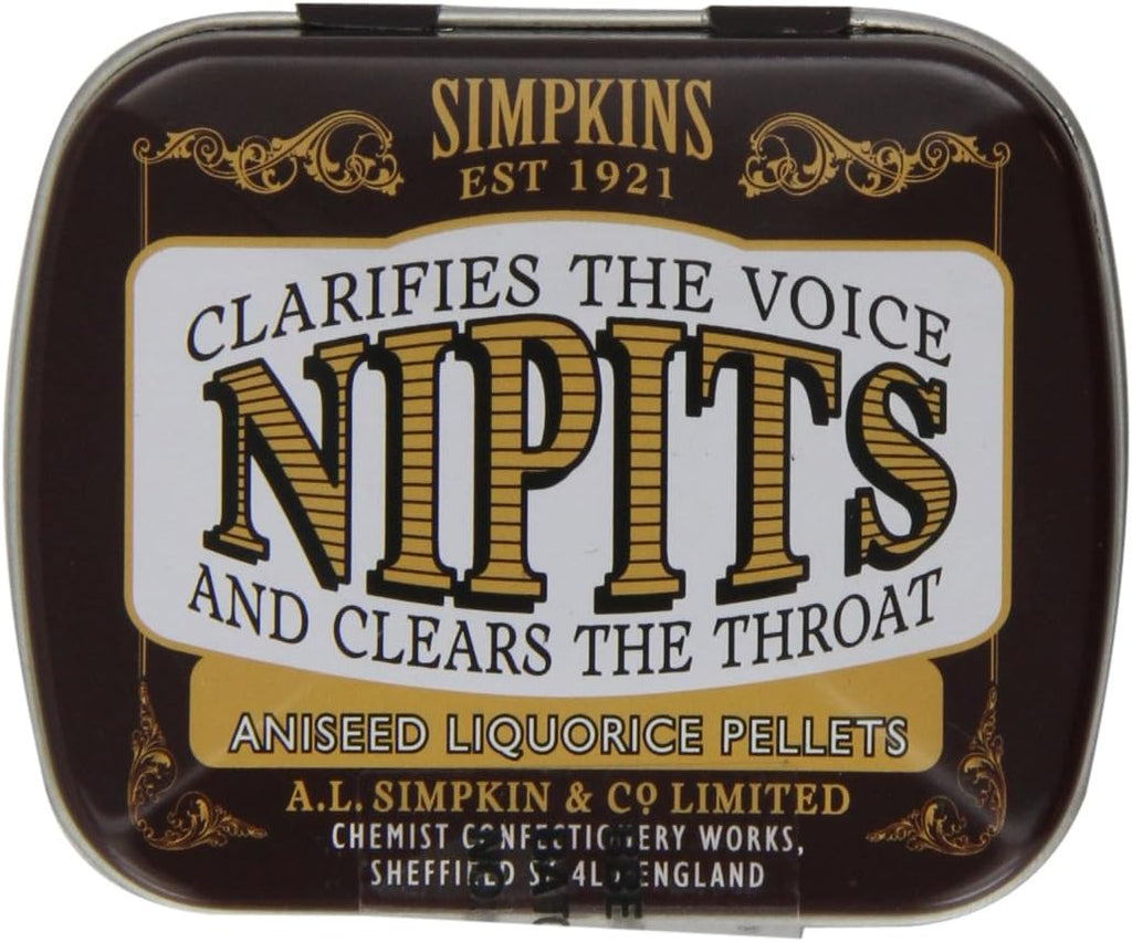 Simpkins Nipits Aniseed Liquorice Pellets Tins 14 g (Pack of 6)