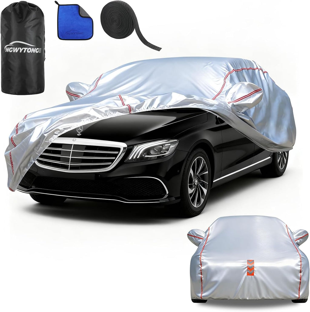 Car Cover Waterproof All Weather for Mercedes-Benz S-Class 2006-2025,All-Around Fastening and 4 Upgrades, 30s Quick-Install for Car Cover