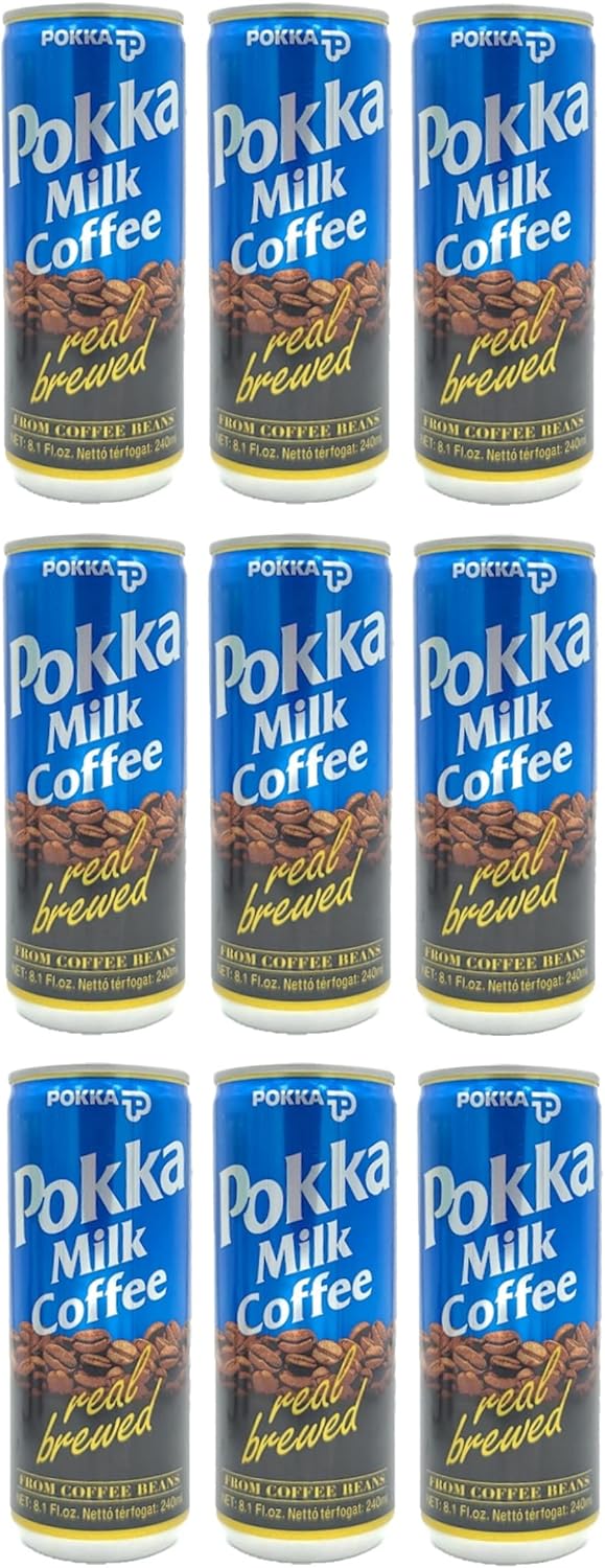 POKKA Coffee 9-Pack Set - Milk Coffee, Vanilla Coffee, Cappuccino, 8.1 Fl Oz (240ml) Each (Milk Coffee)