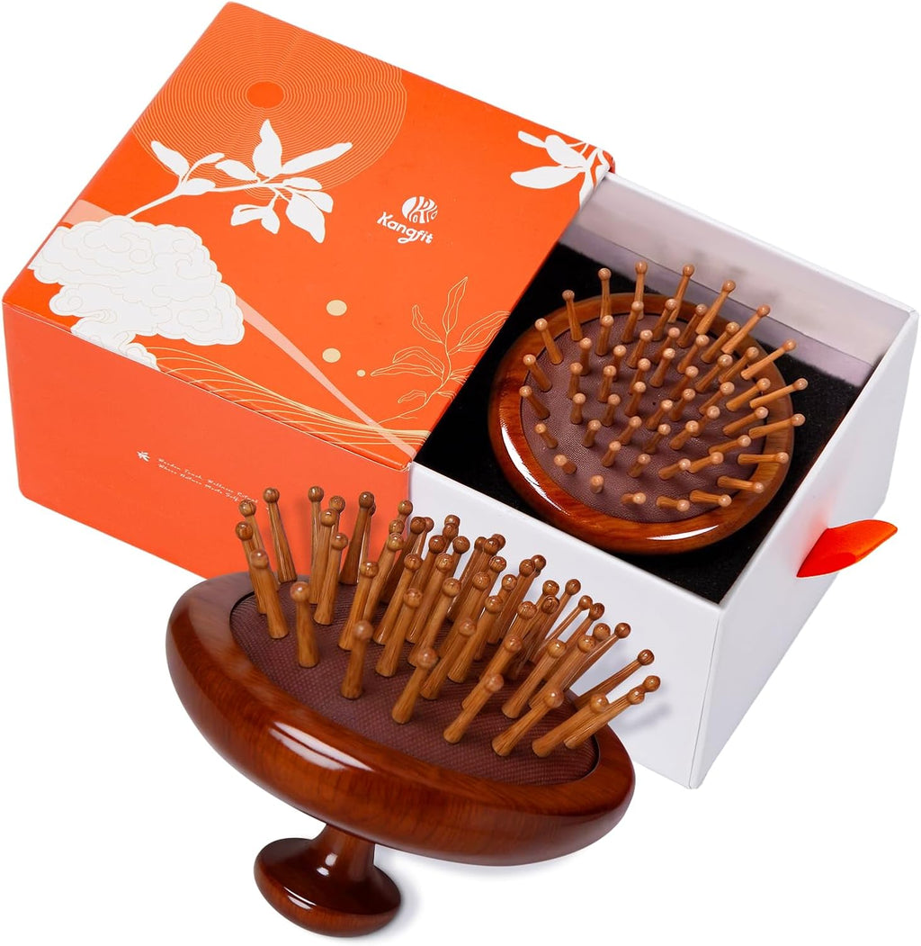 Wooden Scalp Massager for Hair Growth, Easy-Grip Handheld Brush for Dandruff Removal & Stress Relief, Anti-Static Portable Hairbrush with Gift Box, Travel & Home Use, Pet Friendly