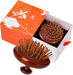Wooden Scalp Massager for Hair Growth, Easy-Grip Handheld Brush for Dandruff Removal & Stress Relief, Anti-Static Portable Hairbrush with Gift Box, Travel & Home Use, Pet Friendly
