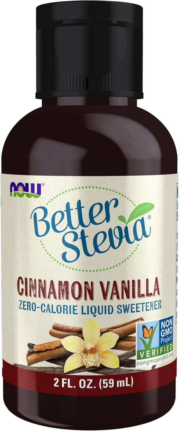 NOW Foods, Better Stevia, Liquid Zero-Calorie Sweetener, Cinnamon Vanilla Flavor, Certified Non-GMO, 2 Fl Oz