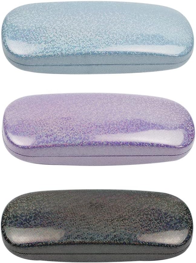 JAVOedge [4 PACK / 3 PACK], Printed Pattern Durable Hard Clamshell Eyeglass Case with Bonus Microfiber Cloth
