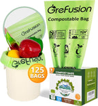 (Include 100+25 Bonus Bags) GreFusion Compostable Bags 1.2 Gallon,Fits 0.75,1,1.2,1.3 Gallon Countertop Bin,Certified by BPI,ASTM D6400 and OK Compost,125Count (100 + 25 Extra)