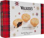 Holiday Mini Mincemeat Tarts - 1 Box, 6 Pieces Luxury Mincemeat Inside, 13.1 Ounce | Buttery Pie Pastry | Perfect Pie for Holidays, Birthdays | by Walkers