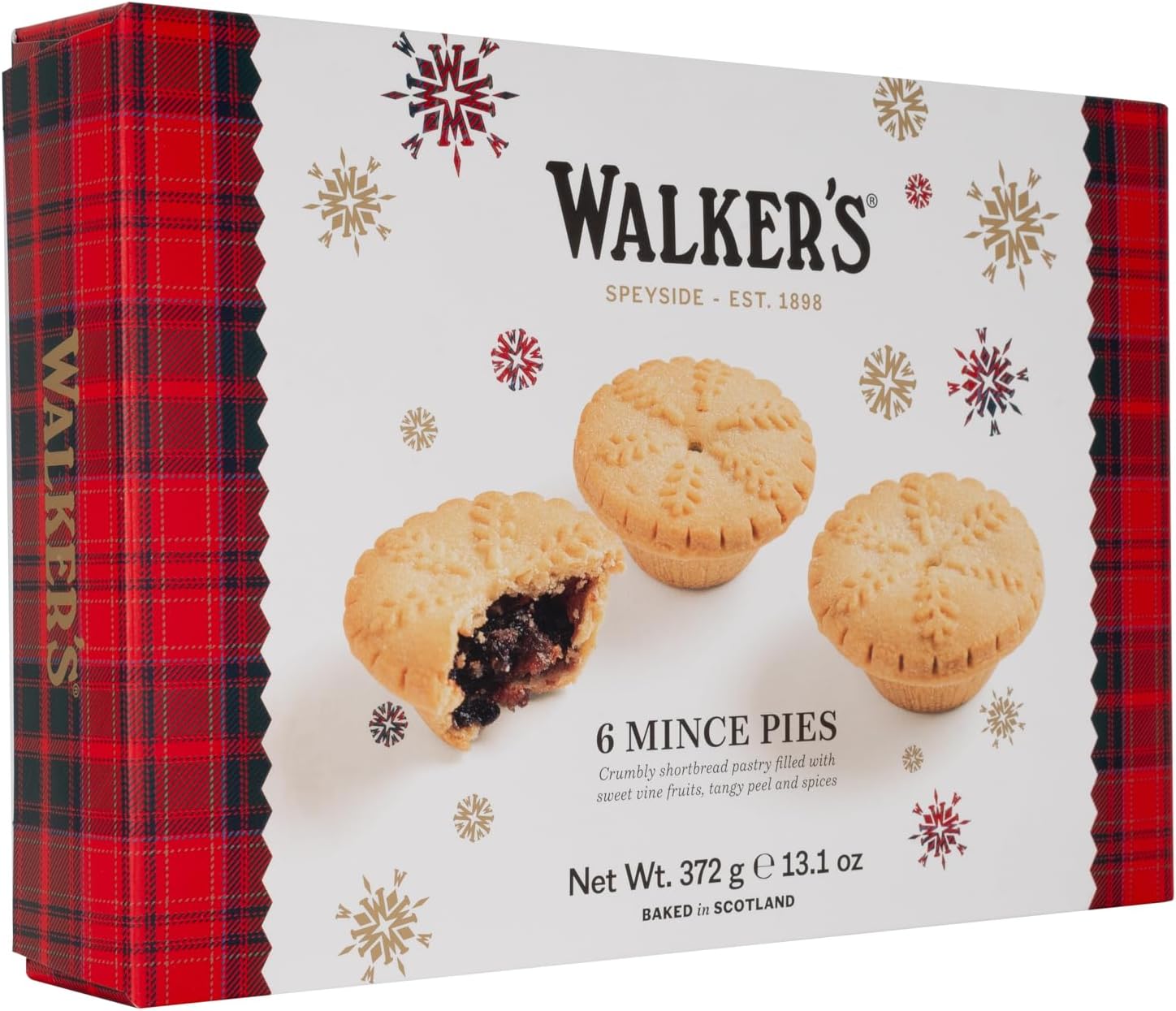 Holiday Mini Mincemeat Tarts - 1 Box, 6 Pieces Luxury Mincemeat Inside, 13.1 Ounce | Buttery Pie Pastry | Perfect Pie for Holidays, Birthdays | by Walkers