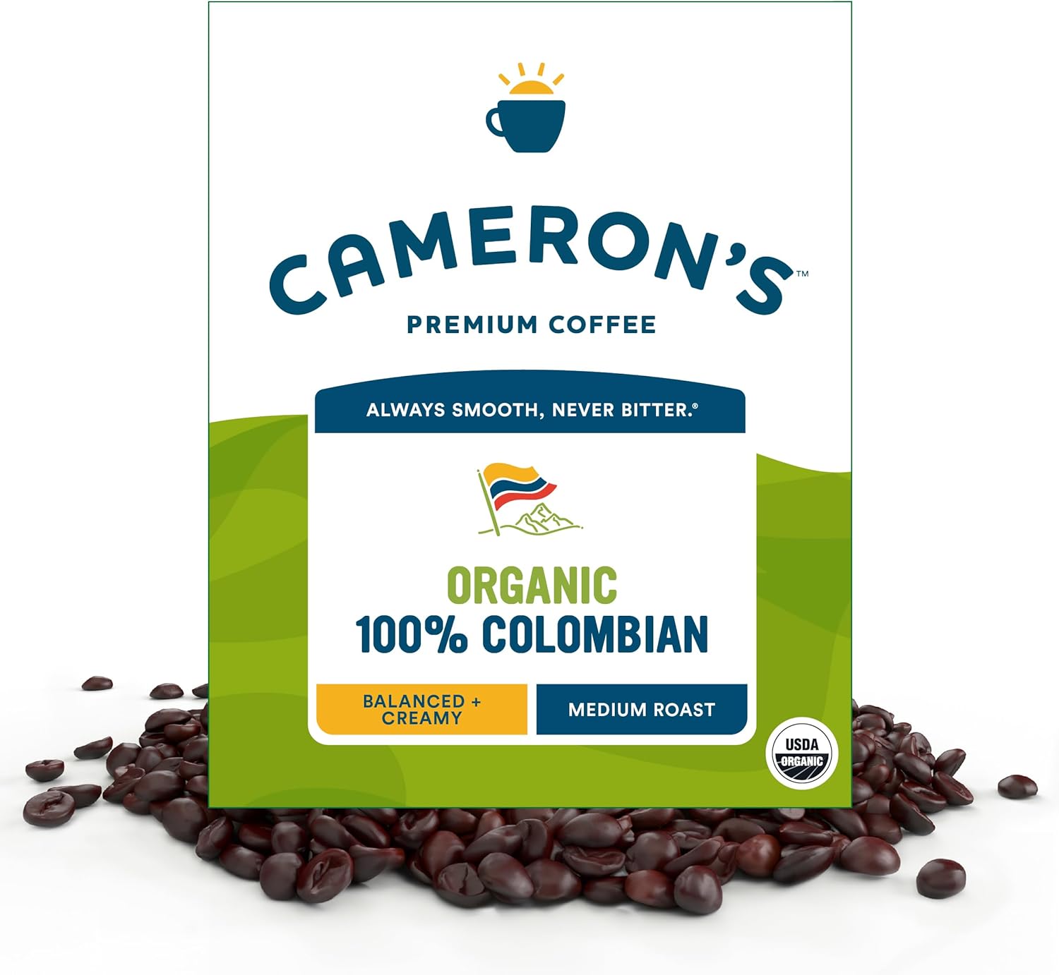 Cameron's Coffee Roasted Whole Bean Coffee, Organic 100% Colombian, 4 Pound