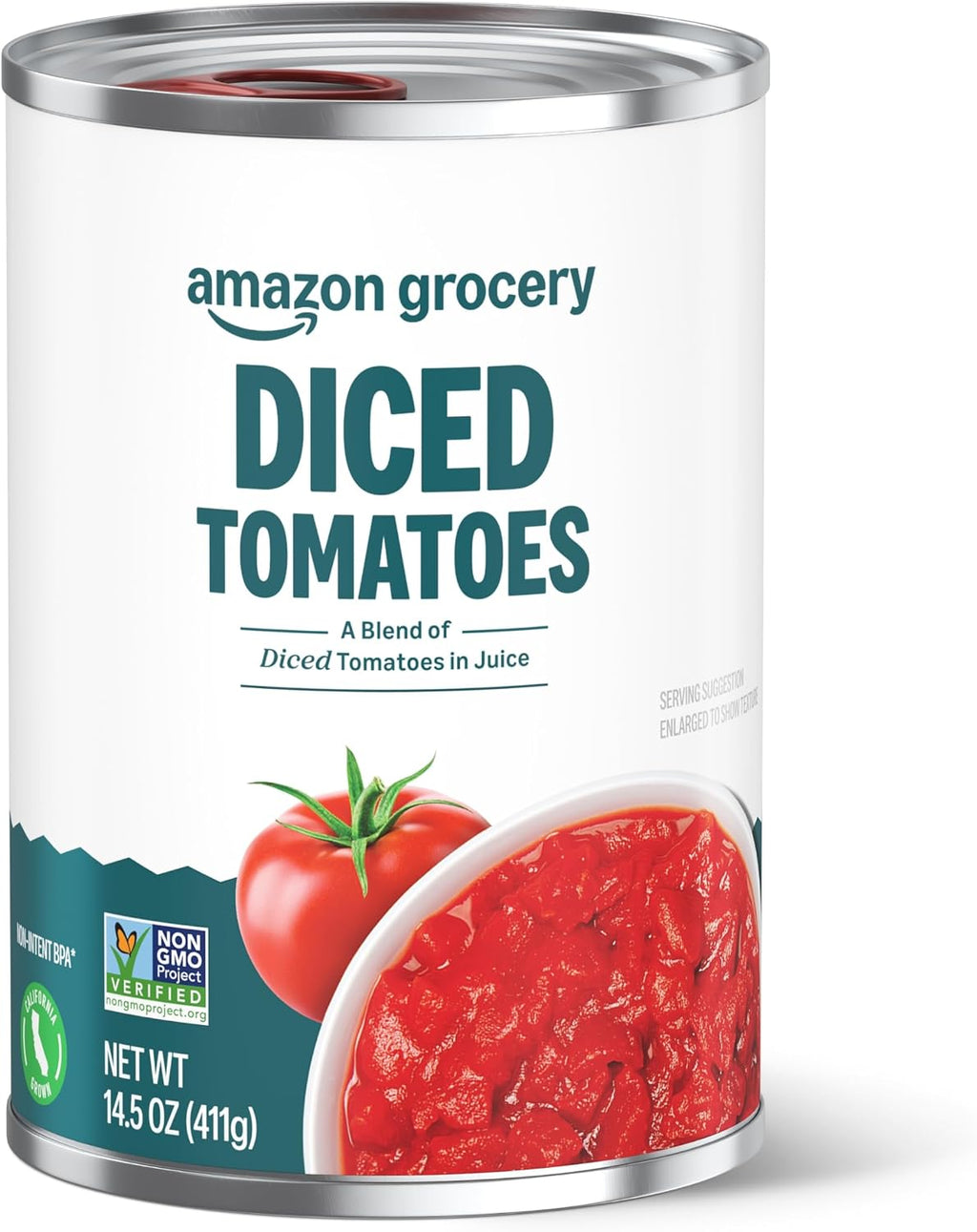 Amazon Fresh, Diced Canned Tomatoes In Tomato Juice, 14.5 Oz (Previously Happy Belly, Packaging May Vary)