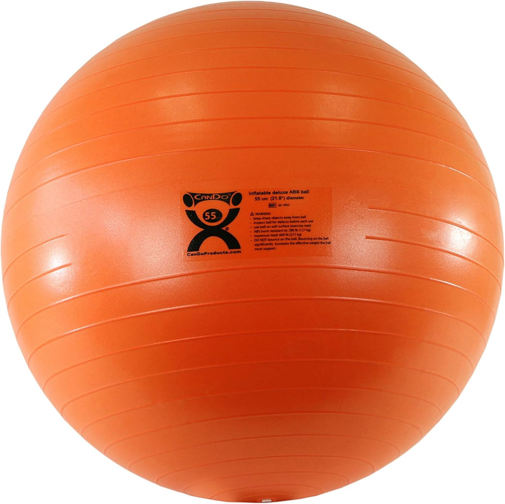 CanDo Inflatable Exercise Ball - Orange 21.6", Durable Extra Thick Non-Slip Stability Ball for Core Workouts, Yoga, Pilates, Active Seating, Physical Therapy, Pregnancy, Home Gym, Flexibility