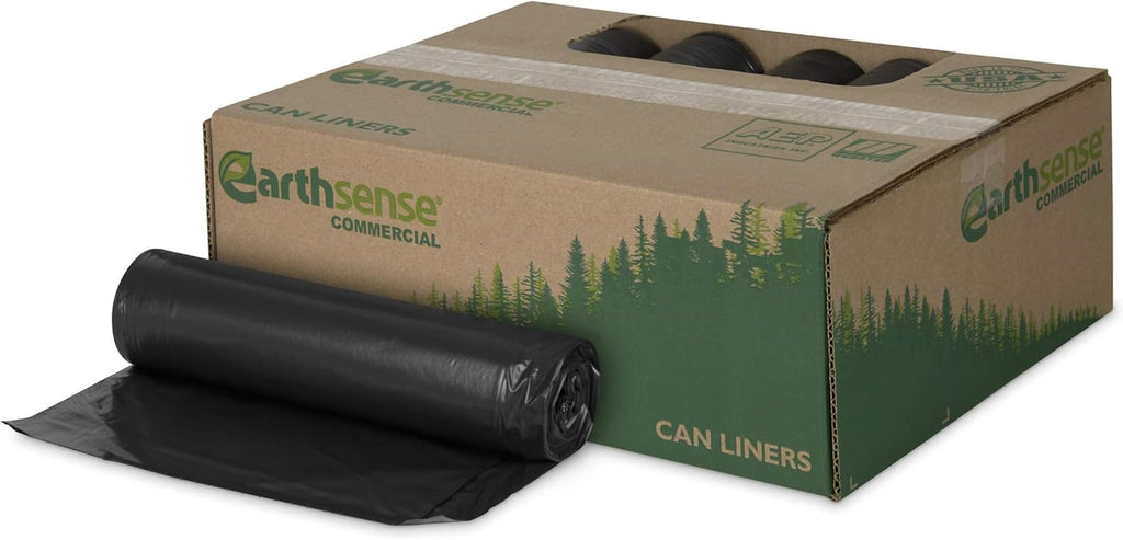 Earthsense Commercial RNW4050 Can Liner 33x39, 31-33 Gal, 1.25 mil, Black, (Case of 100)