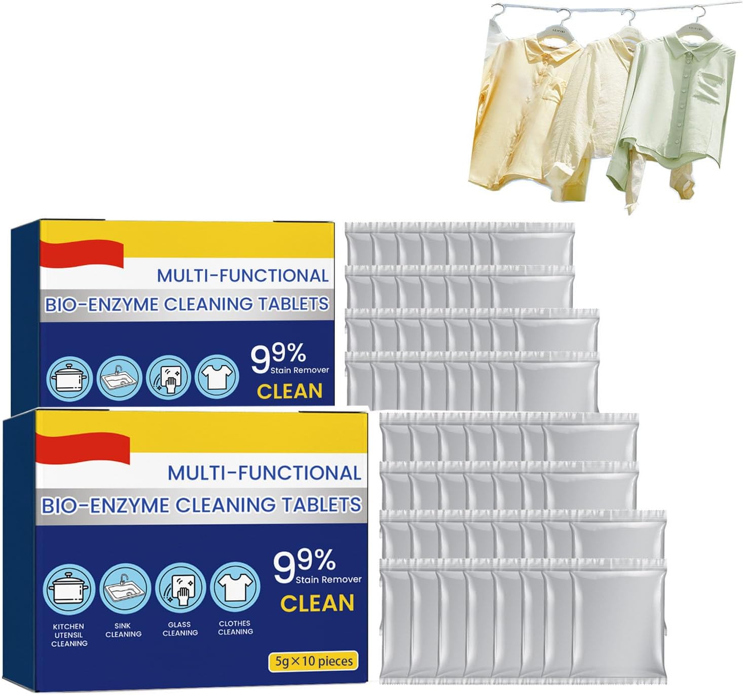 Multi-Functional Bio-Enzyme Cleaning Tablets, Multi-Functional Bio-Enzyme Kitchen Cleaner, Household Grease, Hood, Sink, Toilet Cleaning Tablets (2Pcs)