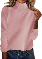 Women Fall Sweaters Long Sleeve Turtleneck Cotton Pullover Loose Fit Tops Casual Solid Jumper Fashion Comfy Clothes