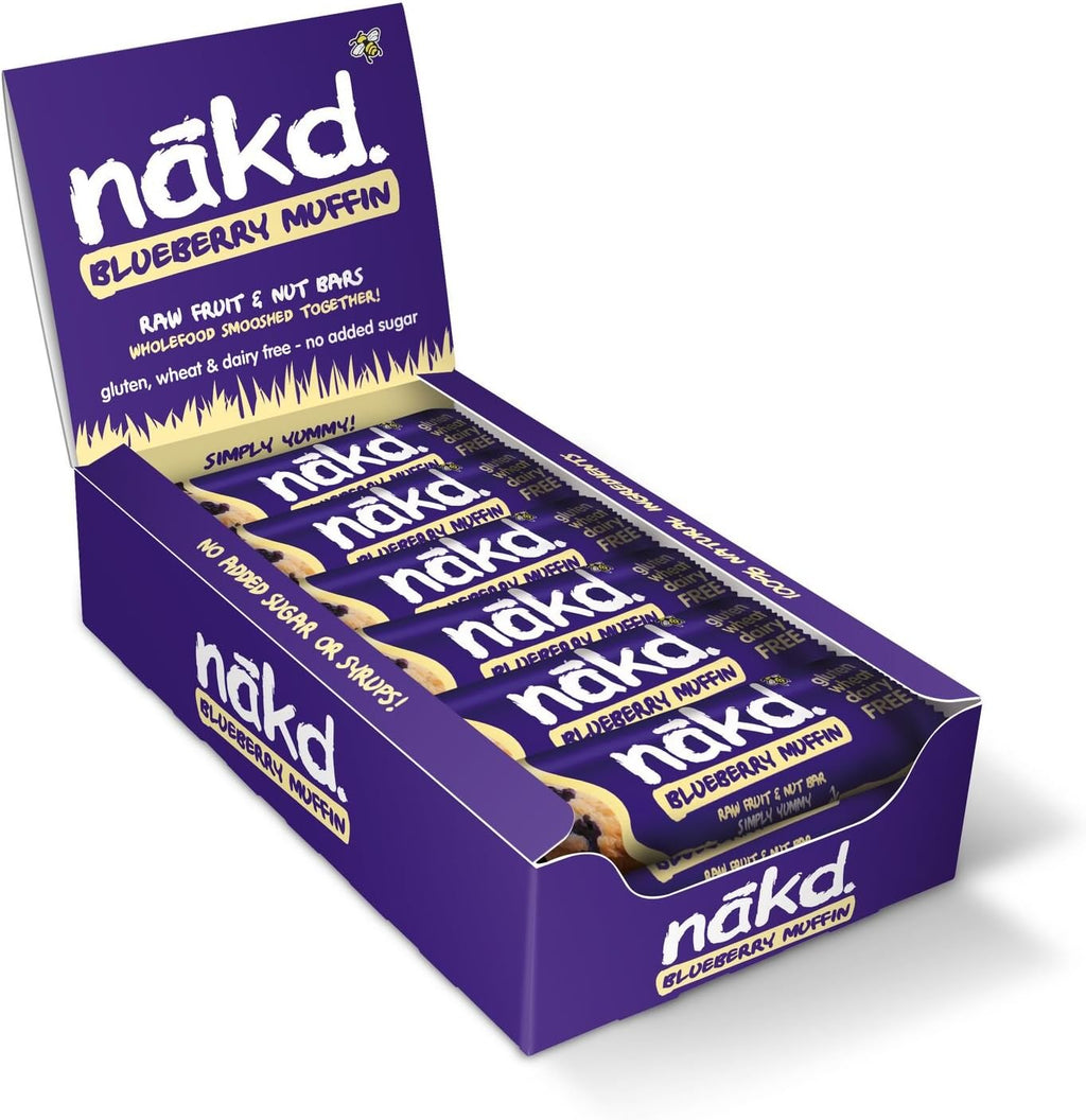 Nakd Bar, Blueberry Muffin Raw Fruit and Nuts, Gluten Free, Vegan, 18 Count18