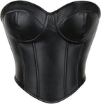SHYMMUO Women Black Corset Tops Satin Summer Going Out Strapless Bustier Crop Top for Party,Gothic,Halloween Costumes
