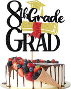 8th Grade Grad Cake Topper，Straight Outta 8th Grade Cake Topper,2026 Grad Cake Decorations,Boys Girl Eighth Grade Graduation Party Decoration Supplies