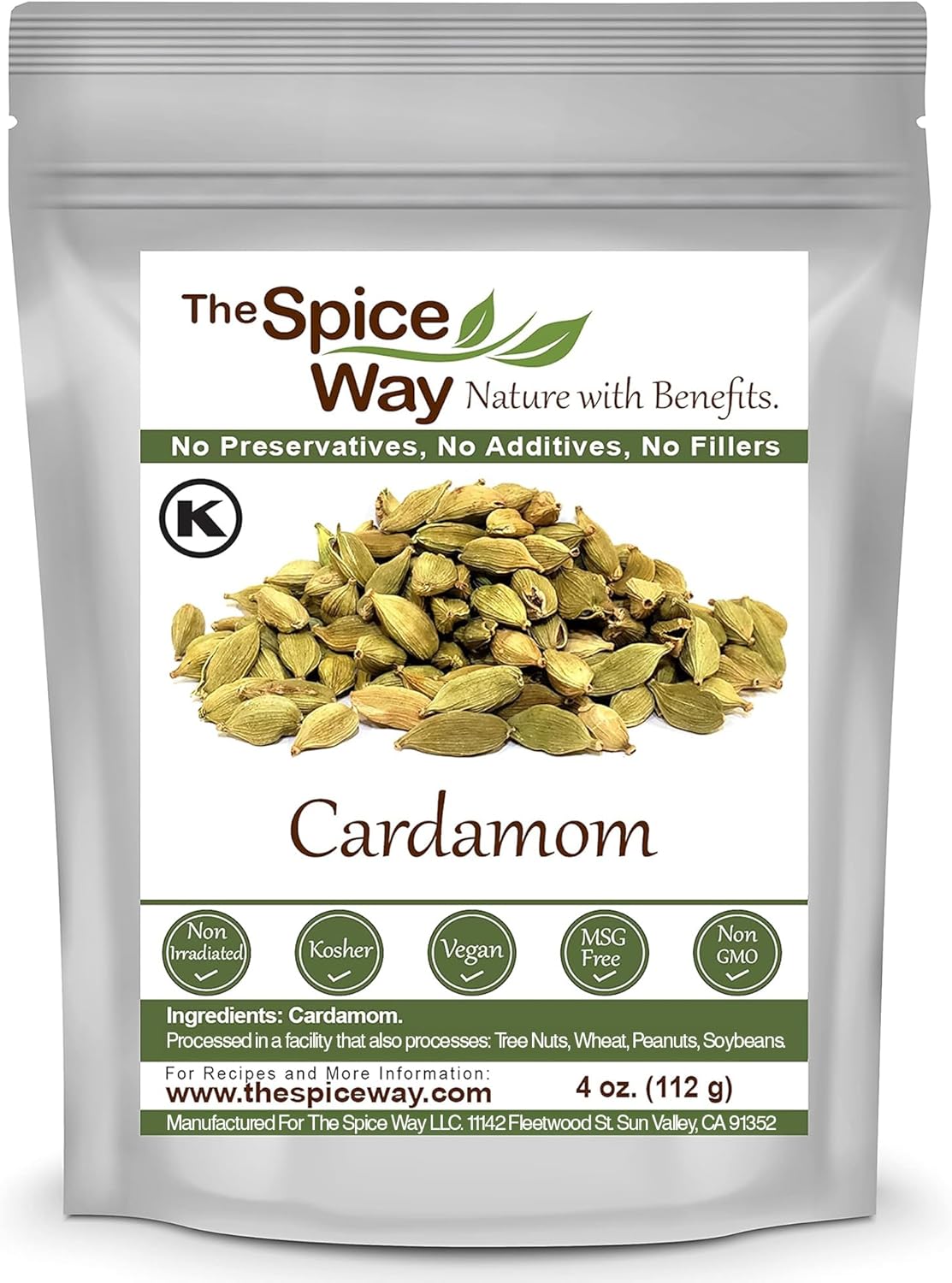 The Spice Way Cardamom Pods- (4 oz) Whole Green Cardamom Pod kosher by OK