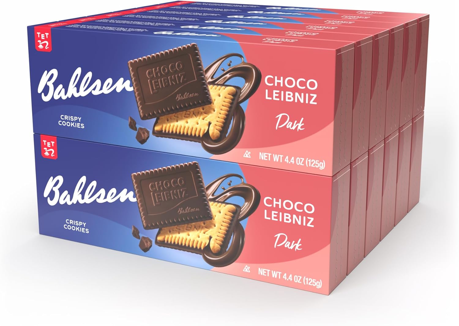Bahlsen Choco Leibniz Dark Cookies (12 boxes) - Leibniz Butter Biscuits topped with a thick layer of European Chocolate - 4.4 oz boxes