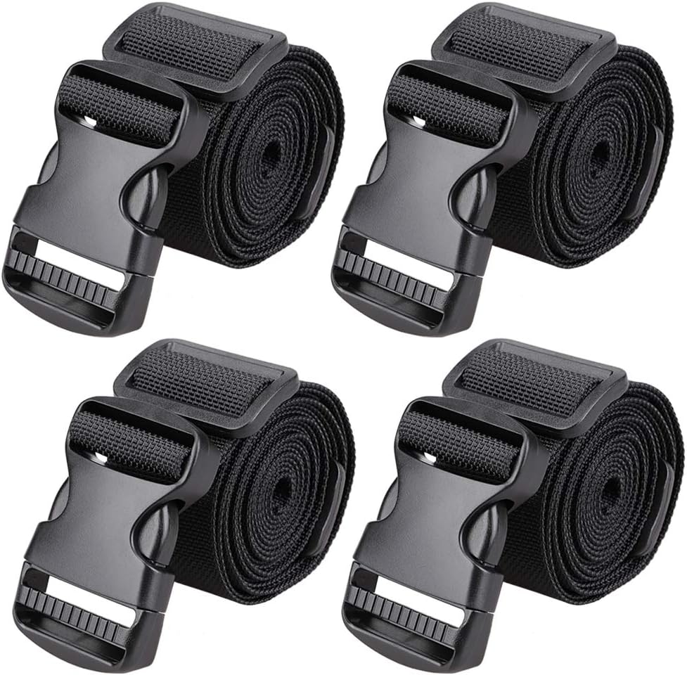 MAGARROW 65" 1.5" Utility Straps with Buckle Adjustable, 4-Pack (Black (4-PCS))