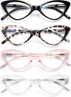 EYEURL 4-Pack Reading Glasses for Women, Fashion Cat Eye Blue Light Blocking Readers with Spring Hinges,1.50 Anti-Glare/UV Rays