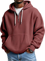 Mens Hoodies Pullover Casual Long Sleeve Drawstring Waffle Knit Hooded Sweatshirt With Pocket S-5Xl