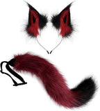 Furry Fox Cat Wolf Costume Anime Set with Adjustable Ears Poseable Tail For Valentine's Day Cosplay Halloween
