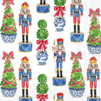 IHR Ideal Home Range Party Napkins Rosanne Beck Holiday Collection Disposable 3-Ply Paper Lunch Napkin Pack, 6.5" x 6.5", Nutcrackers & Topiary, 20-Count