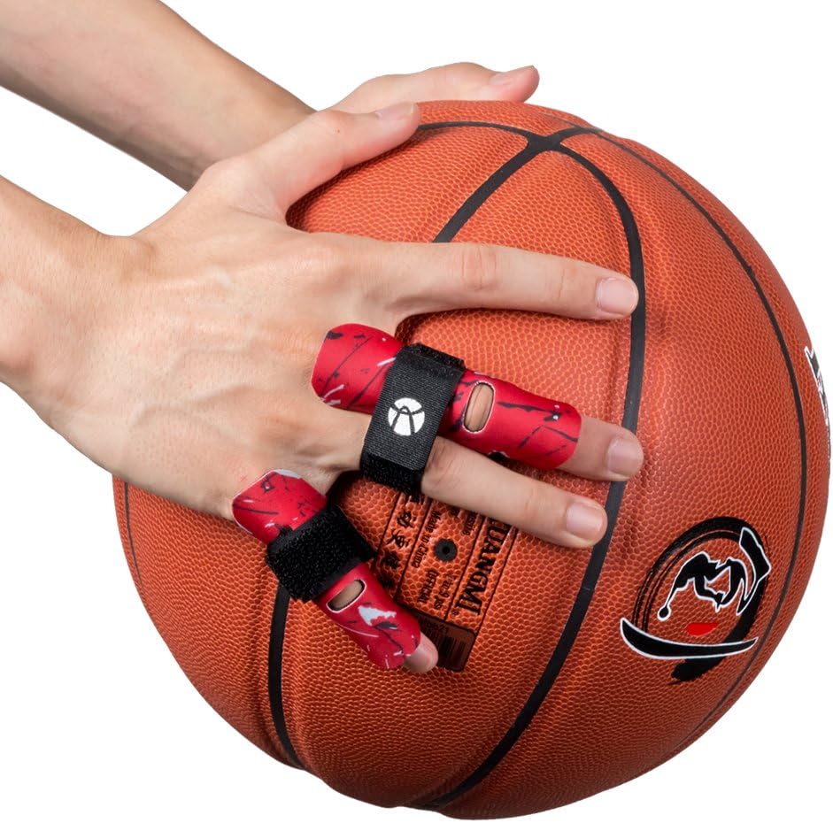 Kuangmi Finger Sleeve Support Protector Finger Splint Brace Use for Pain Relief and Preventing Sports Injuries（S/M, Red