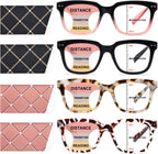 Progressive Multifocus Reading Glasses for Women Men Blue Light Blocking Spring Hinge Square Computer Readers