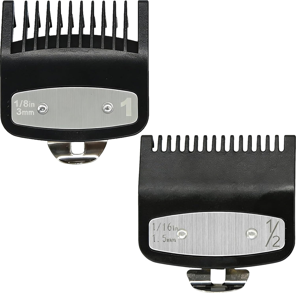 Replacement for Clipper Guards Set Compatible with 1 clipper guards,1/2 clipper guards,Guide Comb Attachment 1/8"(3.0 mm),1/16" (1.5 mm),for Barbers and Stylists,Black-2 PCS