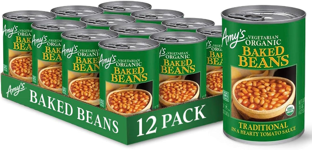 Amy's Organic Baked Beans Canned, Traditional, Vegan Gluten Free, Vegetarian, 15 Oz (12 Pack)