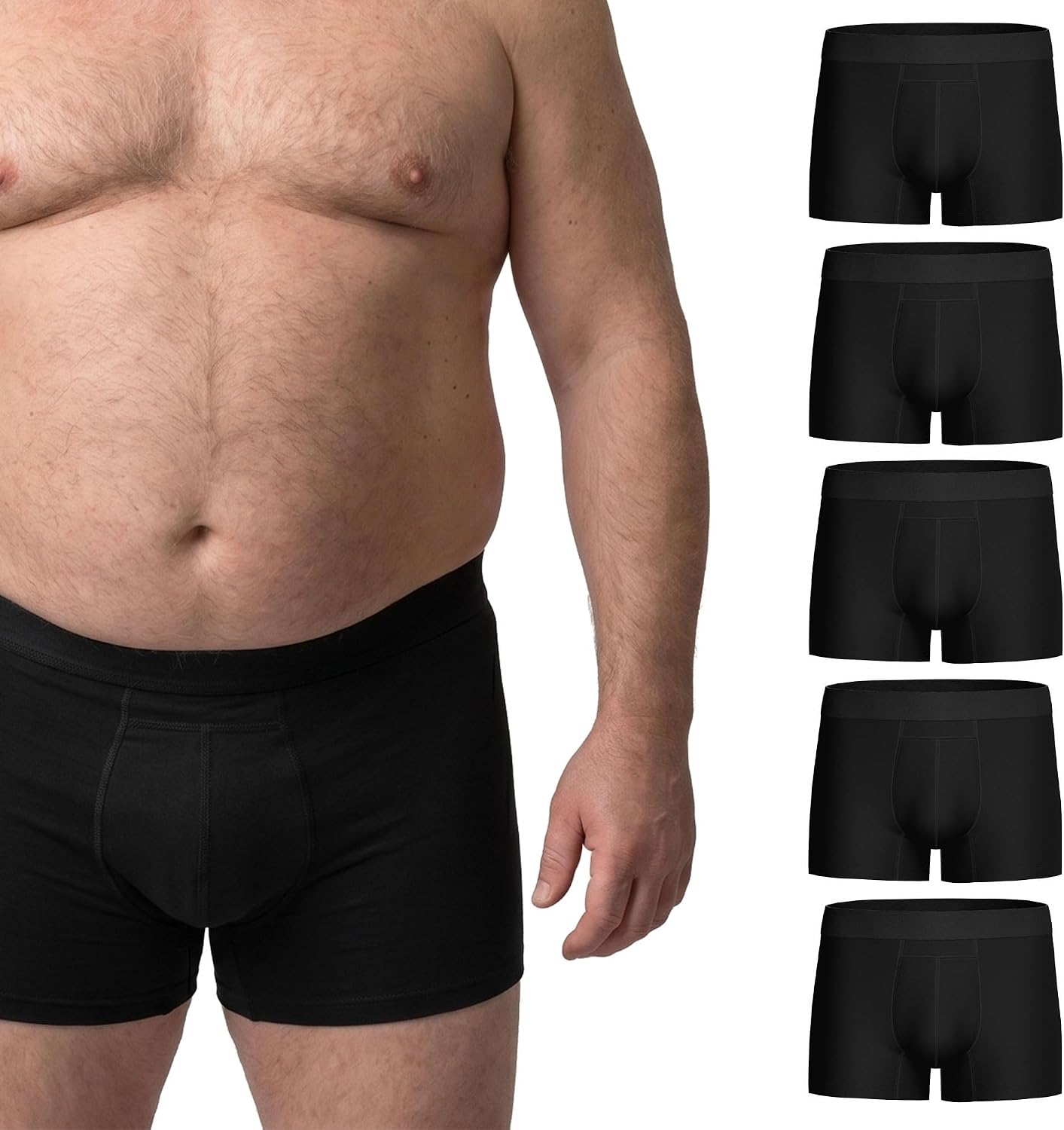 PROTECHDRY Washable & Reusable Urinary Incontinence Cotton Boxer Brief Underwear for Men - 5 Pack