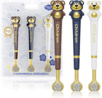 3 Sided Toothbrush for Kids, Japanese Design Triple-Angle Toothhugger, Cartoon Bear Design for Autism Toddlers, Kids Toothbrush for Aged 3-12, Soft Bristles for Gentle Gum Care (3Pack)