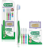 GUM Orthodontic Kit – Features Orthodontic Toothbrush, 3 Proxabrush Sizes and Shred-Resistant EasyThread Floss, and Unflavored Ortho Wax