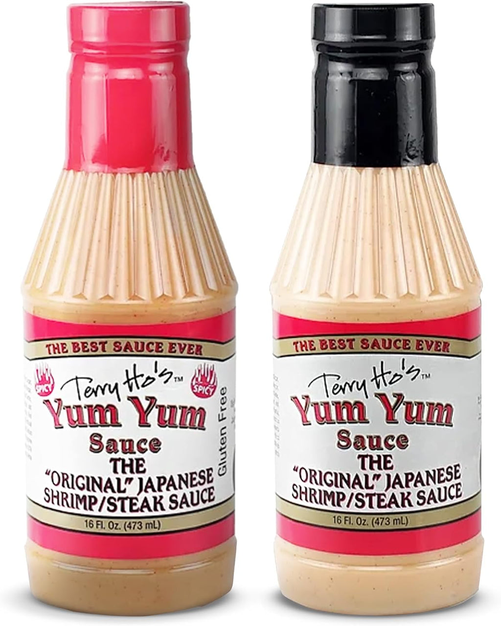 Terry Ho's Yum Yum Sauce Original & Spicy 16oz Bundle - Sweet, Tangy Mayonnaise-Based Sauce for Dipping, Marinade, and Dressing for Shrimp, Steak, Chicken & Veggies.