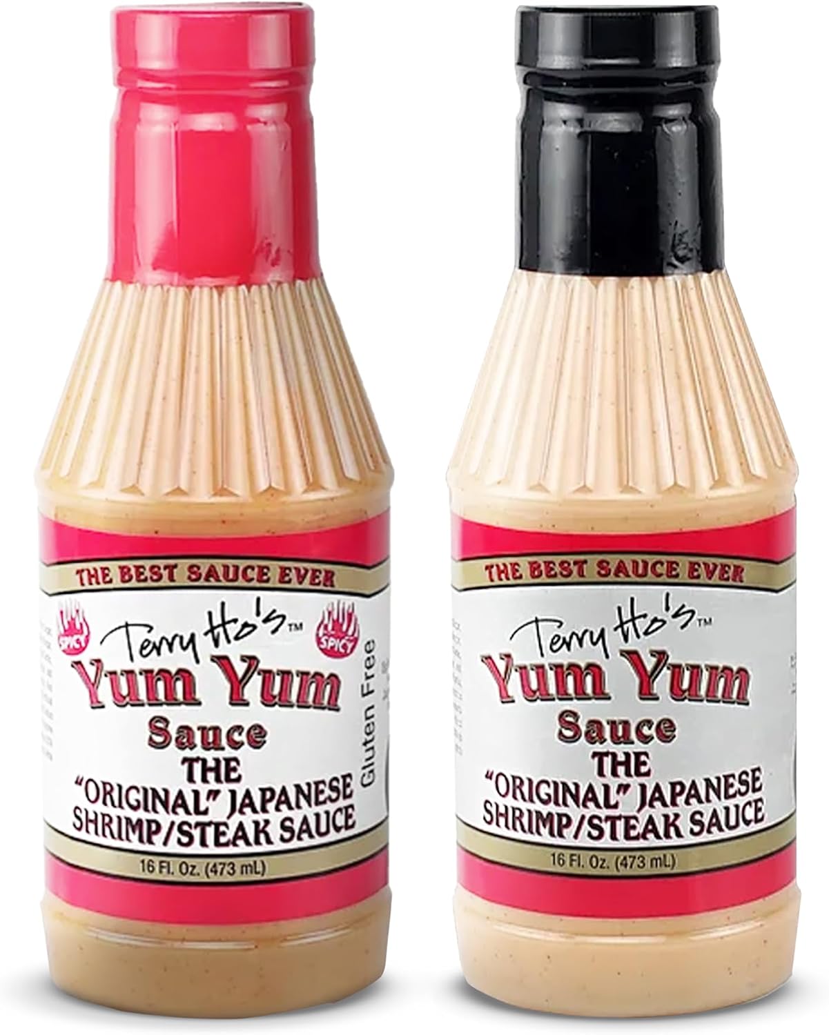 Terry Ho's Yum Yum Sauce Original & Spicy 16oz Bundle - Sweet, Tangy Mayonnaise-Based Sauce for Dipping, Marinade, and Dressing for Shrimp, Steak, Chicken & Veggies.