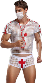 Mens Sexy Lingerie Set Role Play Nurse Doctor Fun Uniform Night Club Costume Outfit
