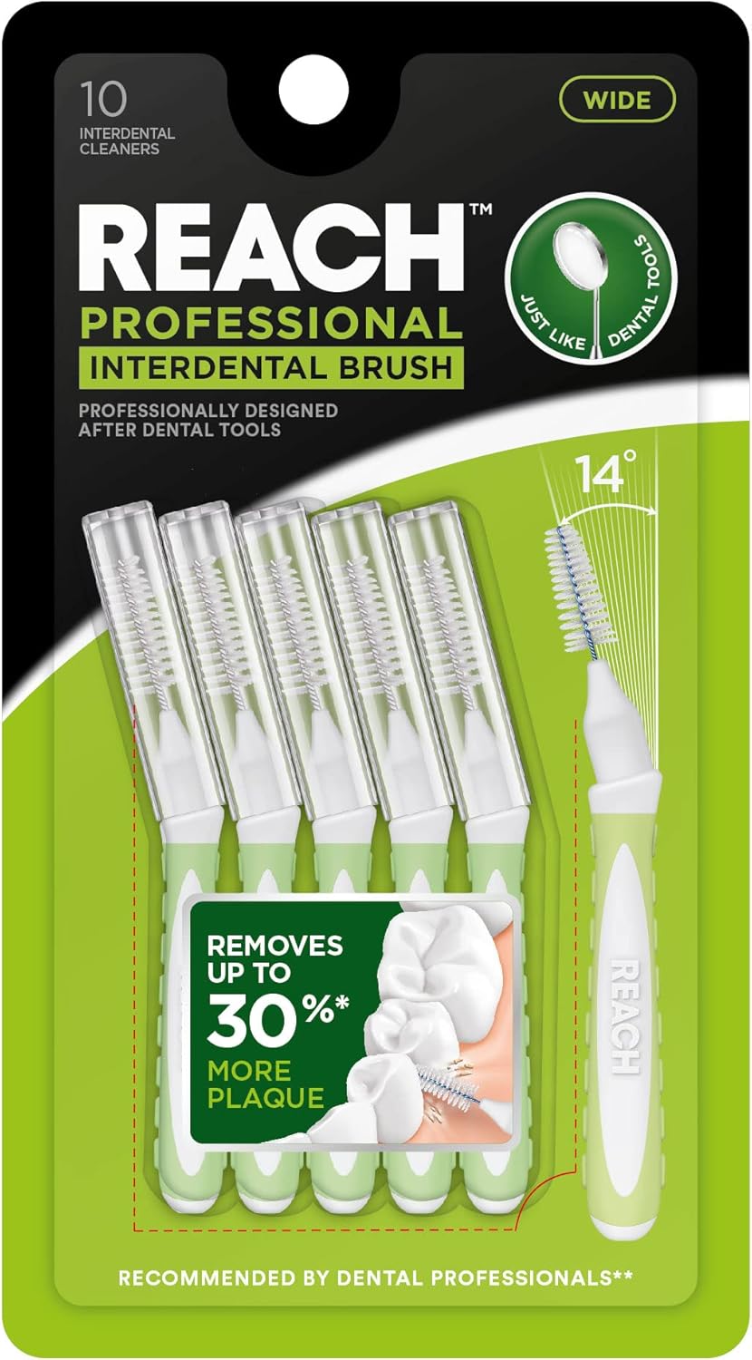 Reach Interdental Brush Cleaners, 1.3mm, Wide, Sensitive Gum Protection, Plaque Remover for Teeth, Braces Flossers, Braces Brush, Dental Toothbrushes, Oral Care, 1 Pack, 10 Count